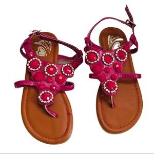 THE CHILDREN’S PLACE Toepost Sandals With Jewel Detail Hot Pink Girl Size 13